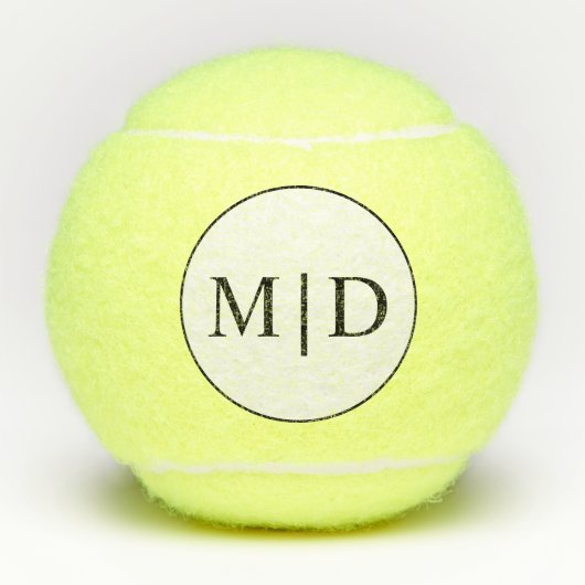 Balles De Tennis Initiales de Monogramme Blanc Noir Personnalisé Te (Devant)