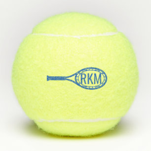 Balles De Tennis Initiales de Monogramme bleu personnalisées en Rac