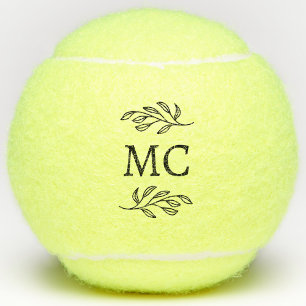 Balles De Tennis Initiales de monogramme personnalisées Feuille bot