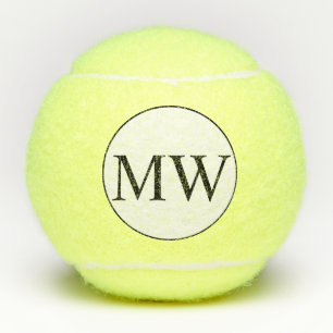 Balles De Tennis Initiales du monogramme noir blanc personnalisé