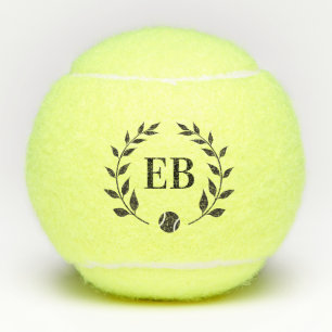 Balles De Tennis Initiales Monogramme Elegant Laurel Personnalisé