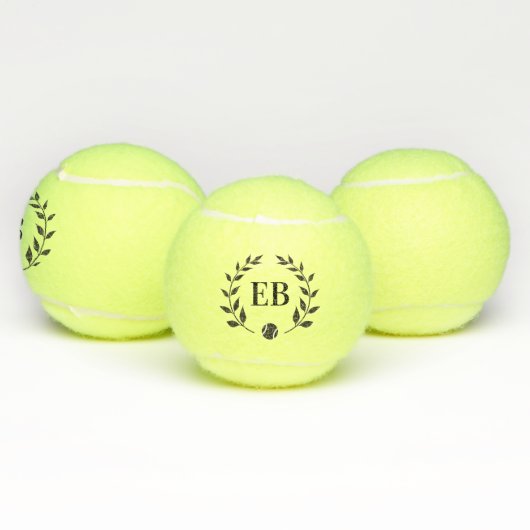 Balles De Tennis Initiales Monogramme Elegant Laurel Personnalisé (Multiple)