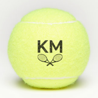 Balles De Tennis Initiales Monogrammes Modernes Personnalisées Élég