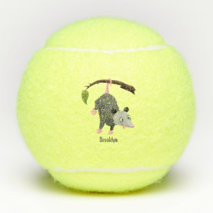 Balles De Tennis Joli opossum accroché à la branche dessin animé