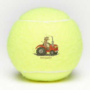 Balles De Tennis Jolie vache heureuse conduisant un dessin animé de