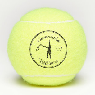 Balles De Tennis Joueur de tennis sportif personnalisé Black Silhou