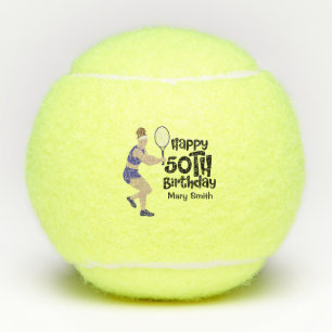 Balles De Tennis Joueuse de tennis avec mot Joyeux 50e anniversaire
