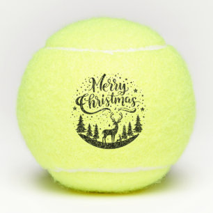 Balles De Tennis Joyeux Noël classique Cerfs et Arbre Design Art