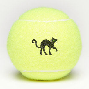 Balles De Tennis Le Chat Noir Arrivé Les Yeux Vert Clair