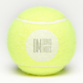 Balles De Tennis Logo Stylish Minimal & Modern Grey Initiales & Nom (Dos)