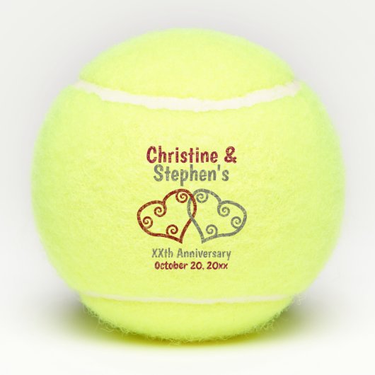 Balles De Tennis Mariage Anniversaire Élégant cadeau de coeur ou Fa (Dos)