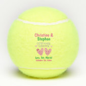 Balles De Tennis Mariage Ensemble pour toujours Cartoon Coeurs Favo (Dos)