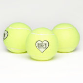 Balles De Tennis Mariage Initiales Monogramme Date Coeur (Multiple)