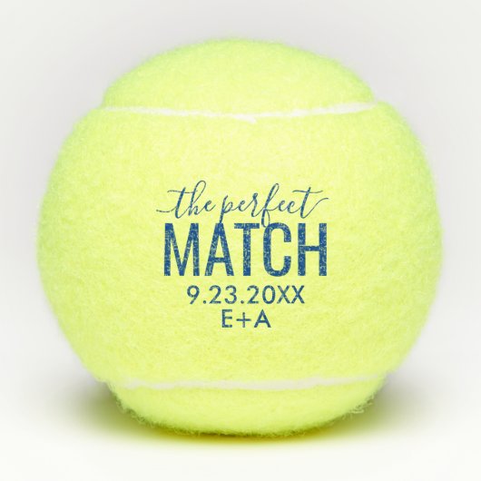 Balles De Tennis Mariage personnalisé Parfait Correspondance Bleu (Devant)