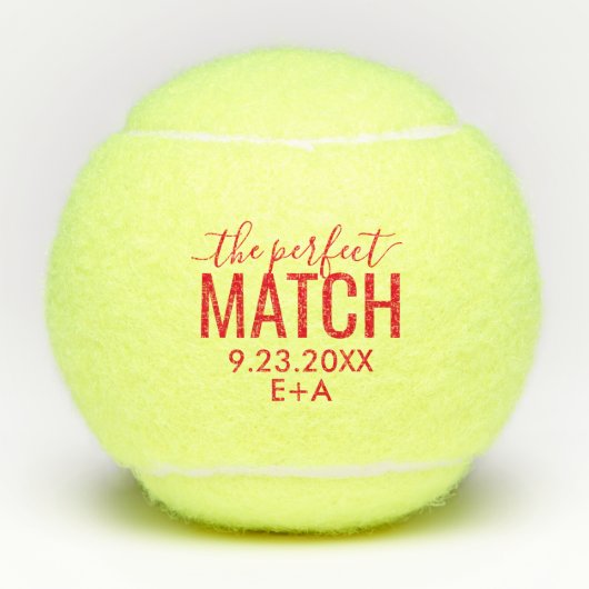 Balles De Tennis Mariage personnalisé Parfait Correspondance rouge (Devant)