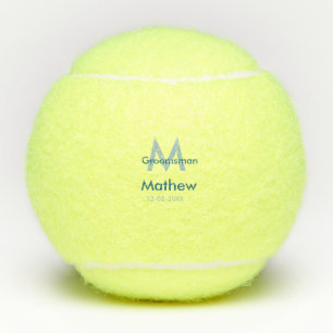 Balles De Tennis Marine bleu groomsman nom lettre date masculin par