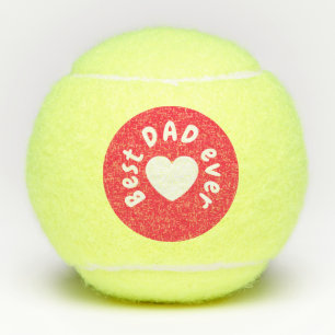 Balles De Tennis Meilleur Papa de Tous les Temps Rouge Blanc Cœur A