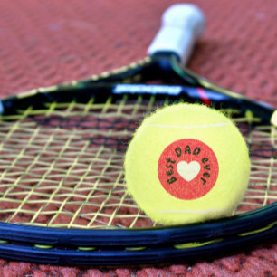 Balles De Tennis Meilleur Papa Jamais Rouge Et Blanc Coeur Amour