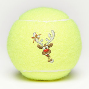 Balles De Tennis Mème de Noël drôle de renne qui regarde par-dessus