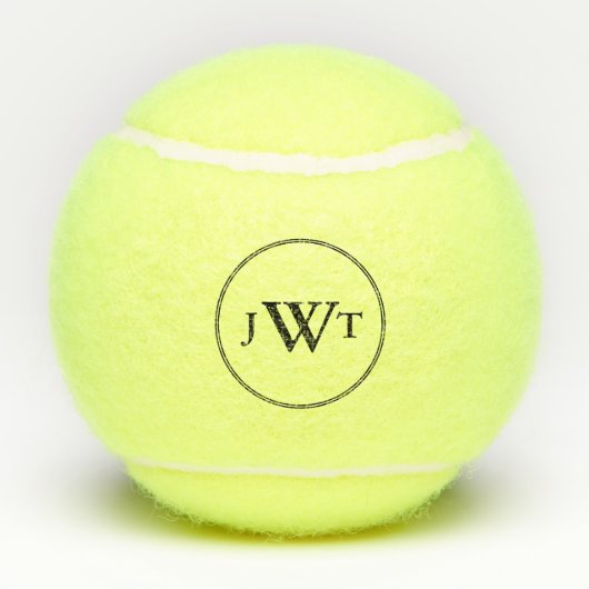 Balles De Tennis Modèle de texte simple de monogramme noir (Dos)