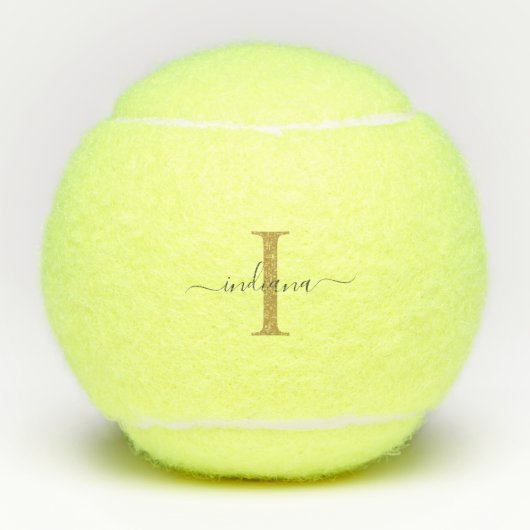 Balles De Tennis Monogram Or Gris Script Nom Moderne (Devant)
