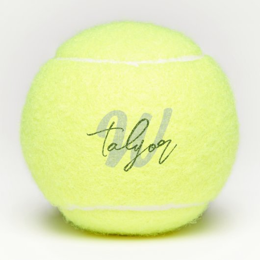 Balles De Tennis Monogram simple green custom name and initial (Devant)