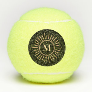Balles De Tennis Monogramme Abstrait moderne Noir Jaune Or