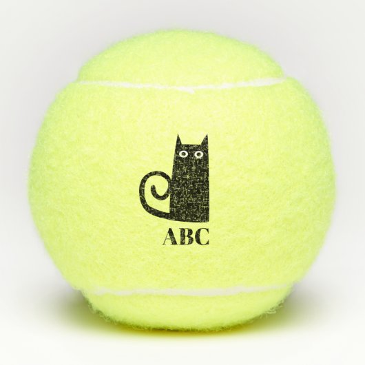 Balles De Tennis Monogramme de chat noir (Devant)