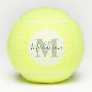 Balles De Tennis Monogramme et nom Marine bleu jaune