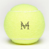 Balles De Tennis Monogramme et nom noir marron (Devant)