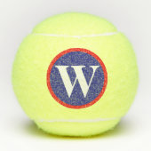 Balles De Tennis Monogramme initial rouge bleu (Devant)