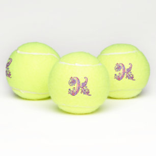 Balles De Tennis Monogramme lettre K filles personnalisé doodle art