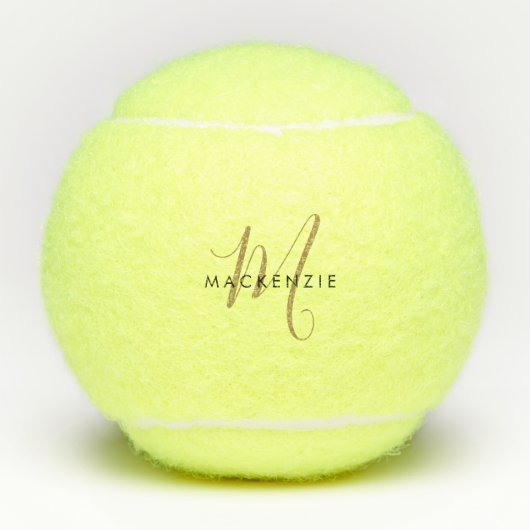 Balles De Tennis Monogramme minimaliste en or noir (Devant)