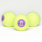 Balles De Tennis Monogramme mou moderne personnalisé violet (Multiple)