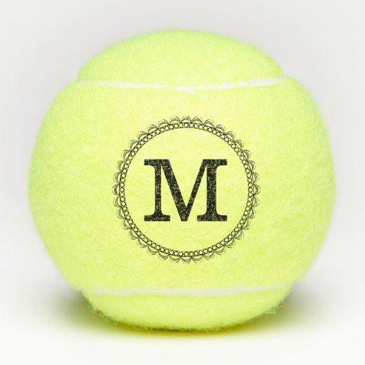 Balles De Tennis Monogramme noir personnalisé (Devant)