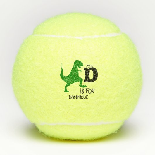 Balles De Tennis Monogramme personnalisé D pour Dinosaur mignon T R (Devant)