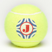 Balles De Tennis Monogramme rouge bleu rétro (Dos)