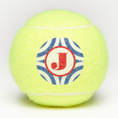 Balles De Tennis Monogramme rouge bleu rétro (Devant)
