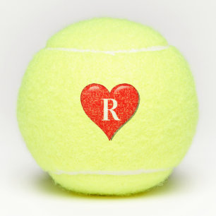 Balles De Tennis Monogrammes Initials Red Heart Cute Valentine's Da