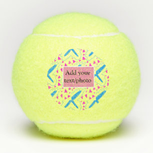 Balles De Tennis Motif aquarelle bleu rose ajoutez nom texte person