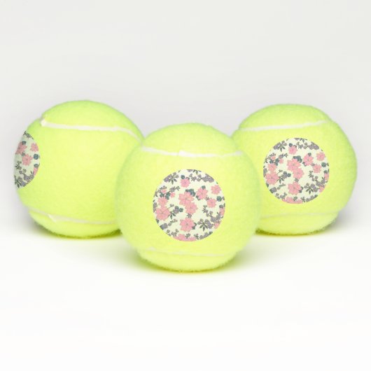Balles De Tennis Motif DE FLEURS ROSE ET PURPLE (Multiple)