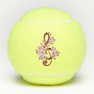 Balles De Tennis Musical treble clef notes with sakura flowers