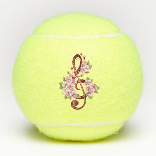 Balles De Tennis Musical treble clef notes with sakura flowers (Devant)