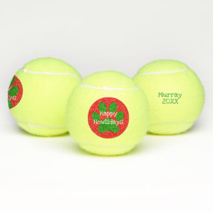 Balles De Tennis Noël heureux vert rouge de Noël de vacances de