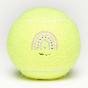 Balles De Tennis Nom de script élégant personnalisé Groovy Rainbow