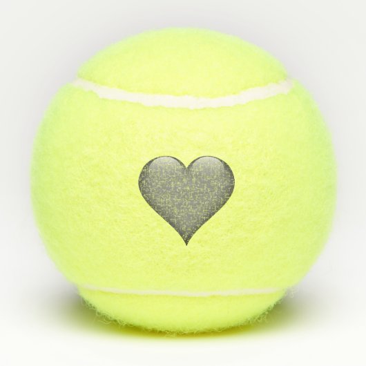Balles De Tennis Nom des textes et date simple et coeur gris (Dos)