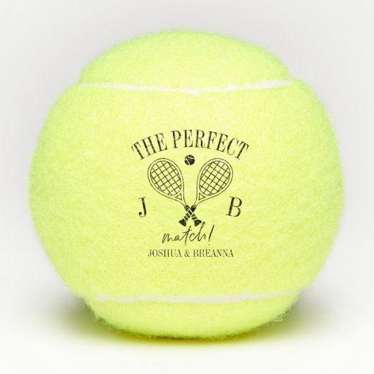 Balles De Tennis Nom personnalisé du logo Couple Mariage Parfait (Devant)