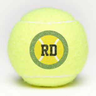 Balles De Tennis Nom personnalisé lettre monogramme initiale jaune