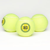 Balles De Tennis Nom personnalisé lettre monogramme initiale jaune (Multiple)