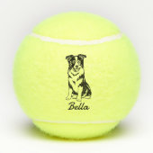 Balles De Tennis Nom personnalisé mignon Bordure Collie Chien Toy (Dos)
